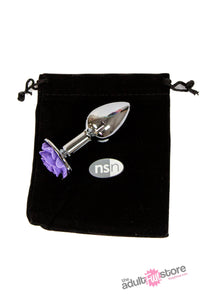 Thumbnail for NS Novelties - Rear Assets - Aluminum Rose Butt Plug - Purple/Silver - Small - 3 Inch - Stag Shop