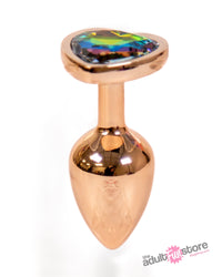 Thumbnail for NS Novelties - Rear Assets - Aluminum Heart Butt Plug - Rose Gold/Rainbow -  2.75 Inch - Stag Shop