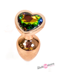 Thumbnail for NS Novelties - Rear Assets - Aluminum Heart Butt Plug - Rose Gold/Rainbow -  2.75 Inch - Stag Shop