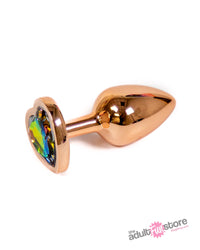 Thumbnail for NS Novelties - Rear Assets - Aluminum Heart Butt Plug - Rose Gold/Rainbow -  2.75 Inch - Stag Shop
