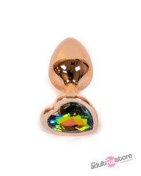 Thumbnail for NS Novelties - Rear Assets - Aluminum Heart Butt Plug - Rose Gold/Rainbow -  2.75 Inch - Stag Shop