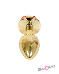Thumbnail for NS Novelties - Rear Assets - Aluminum Rose Butt Plug - Gold/Red - Small - 3 Inch - Stag Shop