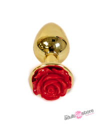 Thumbnail for NS Novelties - Rear Assets - Aluminum Rose Butt Plug - Gold/Red - Small - 3 Inch - Stag Shop