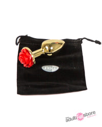 Thumbnail for NS Novelties - Rear Assets - Aluminum Rose Butt Plug - Gold/Red - Small - 3 Inch - Stag Shop