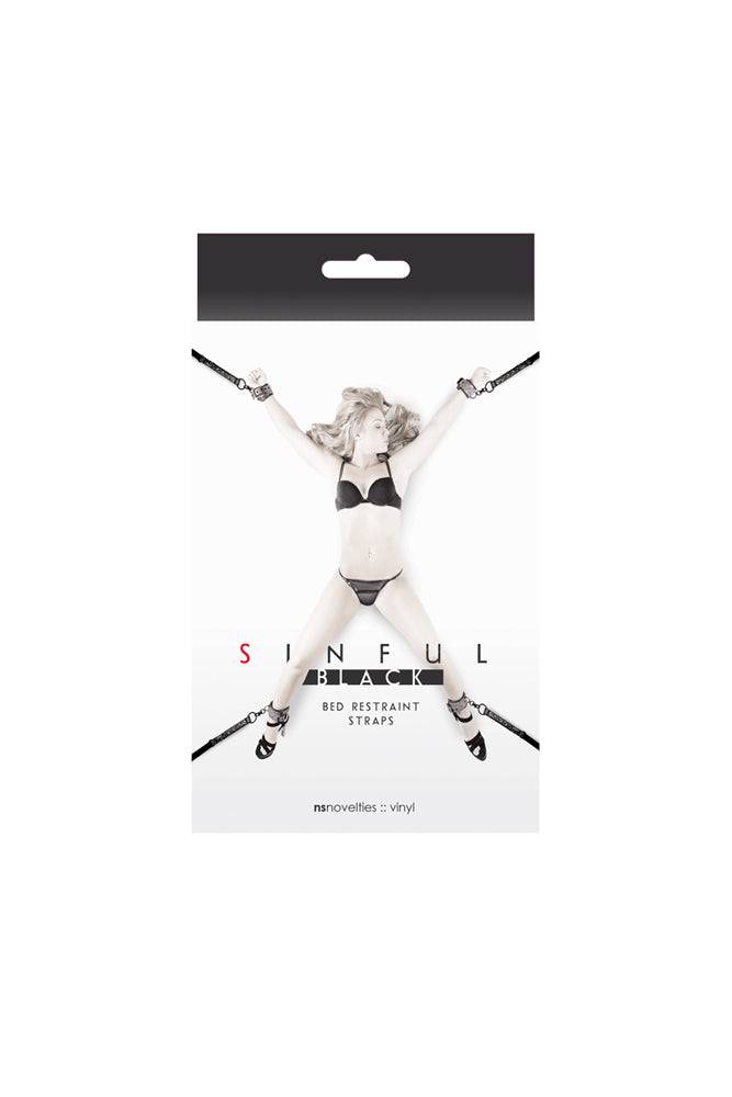 NS Novelties - Sinful - Bed Restraint Straps - Black - Stag Shop