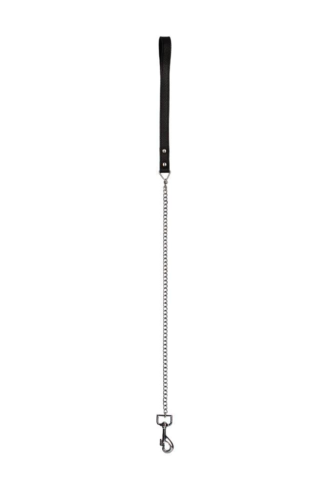 Shots Toys - Pain - Leather Handle Chain Lead - Black - Stag Shop