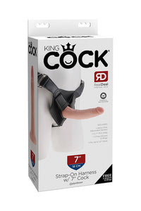 Thumbnail for Pipedream - King Cock - Strap-On Harness with Realistic Dildo - 7 inch - Beige - Stag Shop