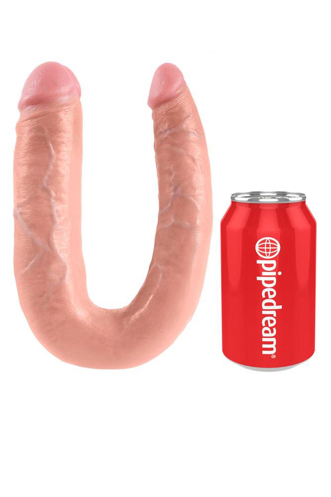 Pipedream - King Cock - Double Trouble Curved Ultra Realistic Double Ended Dildo - Large - Beige - Stag Shop