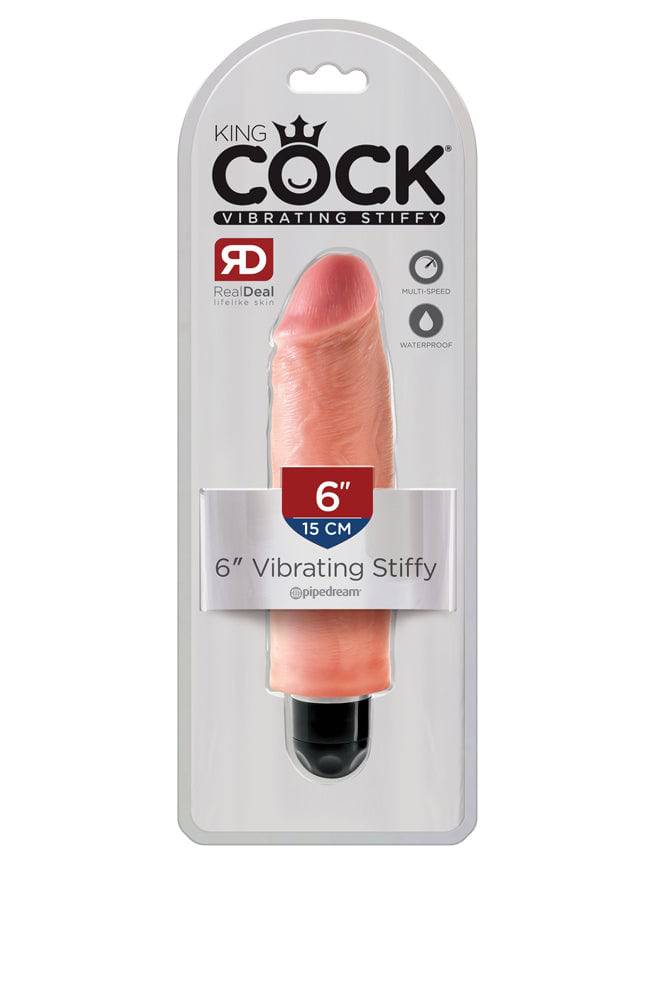 Pipedream - King Cock - Vibrating Realistic Stiffy Dildo - 6 inch - Beige - Stag Shop
