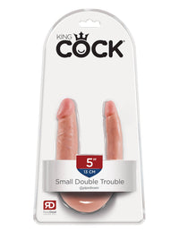 Thumbnail for Pipedream - King Cock - Double Trouble Curved Ultra Realistic Double Ended Dildo - Small - Beige - Stag Shop