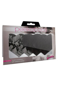 Thumbnail for X-Gen - Peekaboos - Satin and Lace Hearts Pasties - Black - Stag Shop