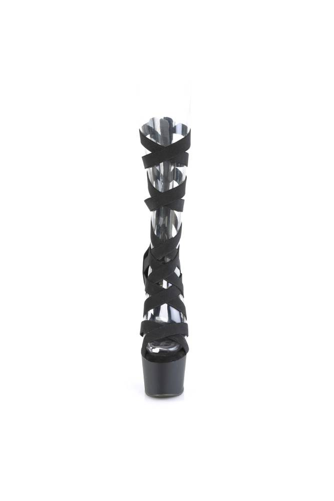 Pleaser USA - Adore 7" Strappy Elastic Bootie - Black - Stag Shop