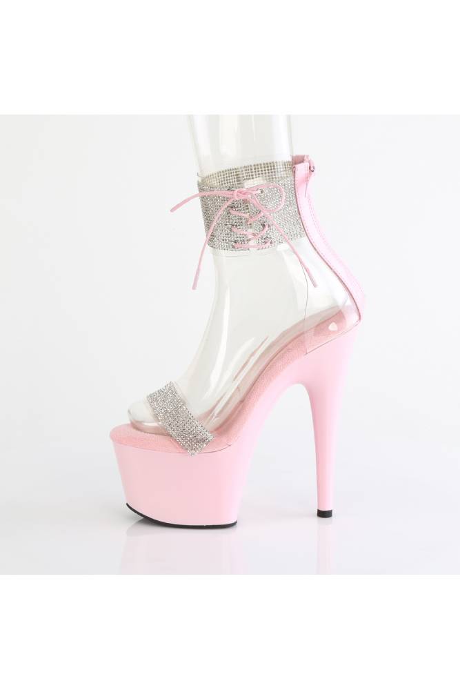 Pleaser USA - Adore 7" Sandal with Rhinestone Ankle Strap - Pink - Stag Shop