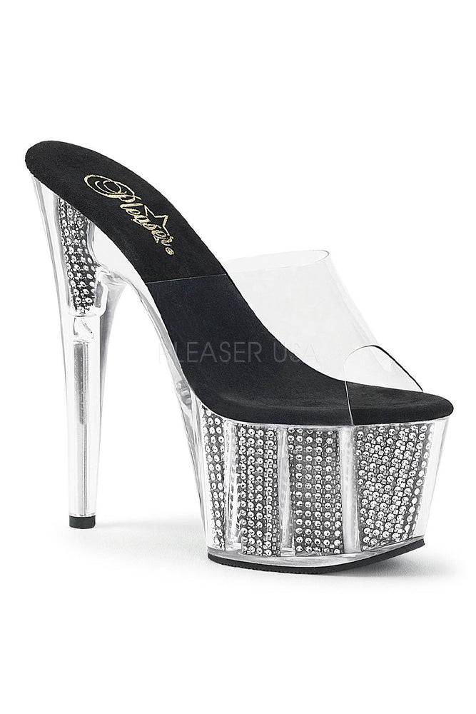 Pleaser USA - Adore 7 Inch Studded Slide - Black/Silver - Stag Shop