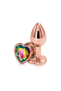 Thumbnail for NS Novelties - Rear Assets - Aluminum Heart Butt Plug - Rose Gold/Rainbow -  2.75 Inch - Stag Shop
