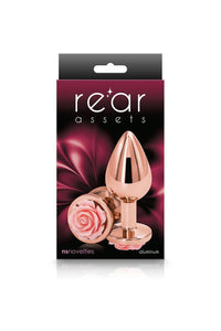 Thumbnail for NS Novelties - Rear Assets - Aluminum Rose Butt Plug - Rose Gold/Pink - Medium - 3.5 Inch - Stag Shop