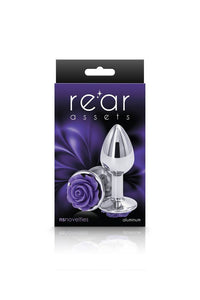 Thumbnail for NS Novelties - Rear Assets - Aluminum Rose Butt Plug - Purple/Silver - Small - 3 Inch - Stag Shop