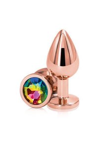 Thumbnail for NS Novelties - Rear Assets - Aluminum Butt Plug - Rose Gold/Rainbow - 3.15 Inch - Stag Shop