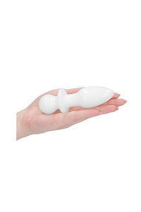 Thumbnail for Shots Toys - Chrystalino - Rocker Glass Butt Plug - White - Stag Shop