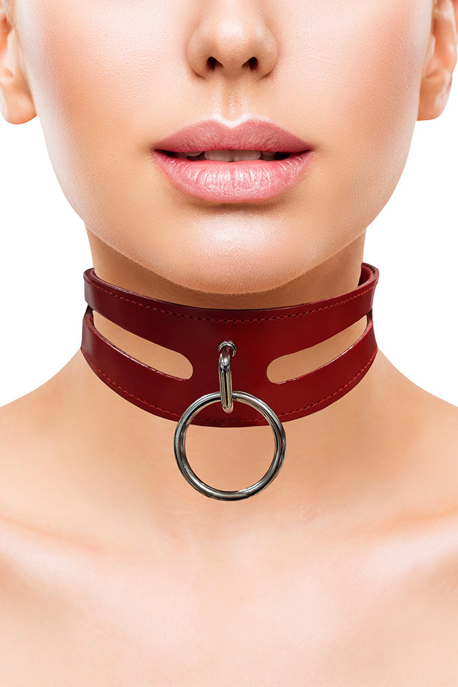 Rouge Garments - Leather Collar with 40cm Ring - Assorted Colors