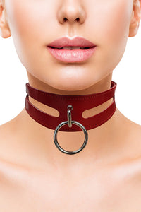 Thumbnail for Rouge Garments - Leather Collar with 40cm Ring - Assorted Colors
