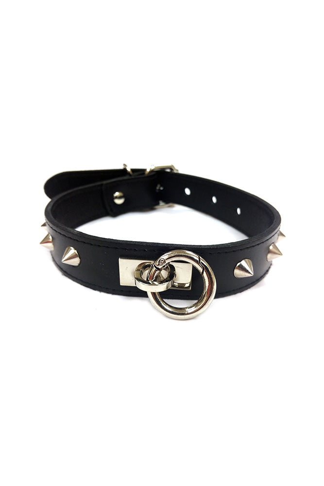 Rouge Garments - Studded Leather Collar with O-Ring - Assorted Colors