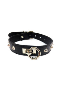 Thumbnail for Rouge Garments - Studded Leather Collar with O-Ring - Assorted Colors