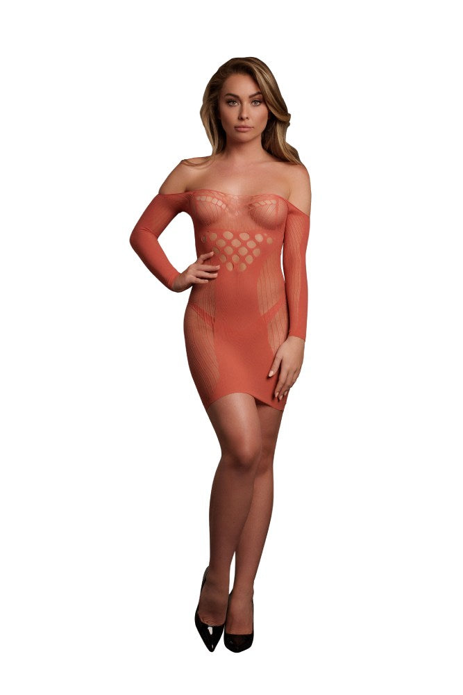 Shots Toys - Le Désir  - DES017 - Long Sleeve Net Mini Dress - Various Colors - OS