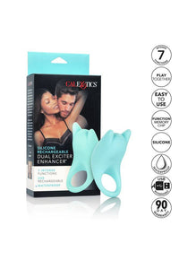 Thumbnail for Cal Exotics - Couples Enhancer - Silicone Dual Exciter Cock Ring - Teal - Stag Shop