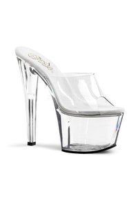 Thumbnail for Pleaser USA - Sky 7 Inch Spike Heel Platform Mule Slide - Clear - Stag Shop