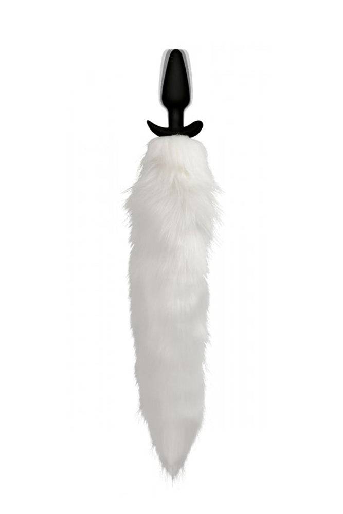 XR Brands - Tailz - White Fox Vibrating Slender Anal Plug with Remote - Stag Shop