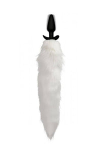 Thumbnail for XR Brands - Tailz - White Fox Vibrating Slender Anal Plug with Remote - Stag Shop