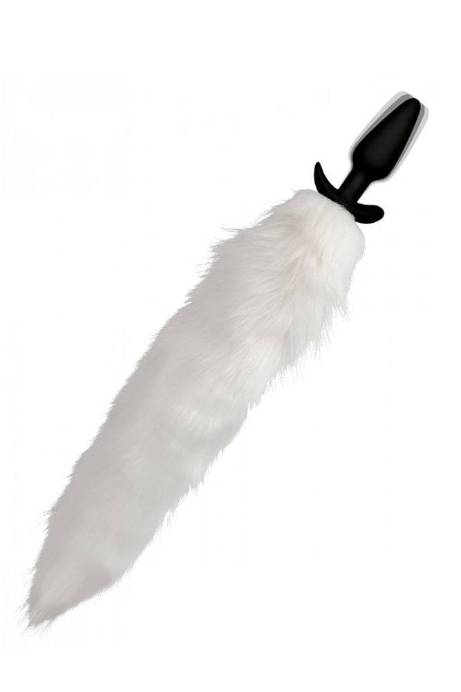 XR Brands - Tailz - White Fox Vibrating Slender Anal Plug with Remote - Stag Shop
