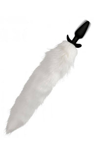 Thumbnail for XR Brands - Tailz - White Fox Vibrating Slender Anal Plug with Remote - Stag Shop