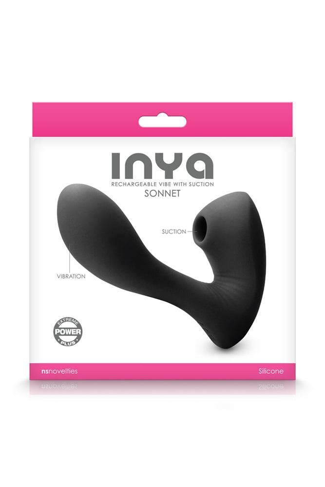 NS Novelties - INYA - Sonnet Dual Suction Vibrator - Black - Stag Shop
