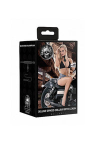Thumbnail for Ouch by Shots Toys - Deluxe Spiked Collar With Leash - Black - Stag Shop