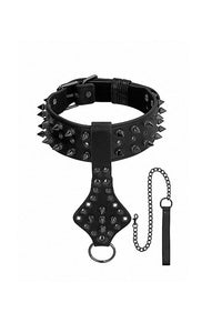 Thumbnail for Ouch by Shots Toys - Deluxe Spiked Collar With Leash - Black - Stag Shop