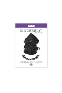 Thumbnail for Sincerely by Sportsheets - Lace Double Strap Handcuffs - Black - Stag Shop
