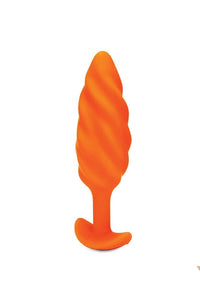 Thumbnail for b-Vibe - Swirl Textured Vibrating Butt Plug - Orange - Stag Shop