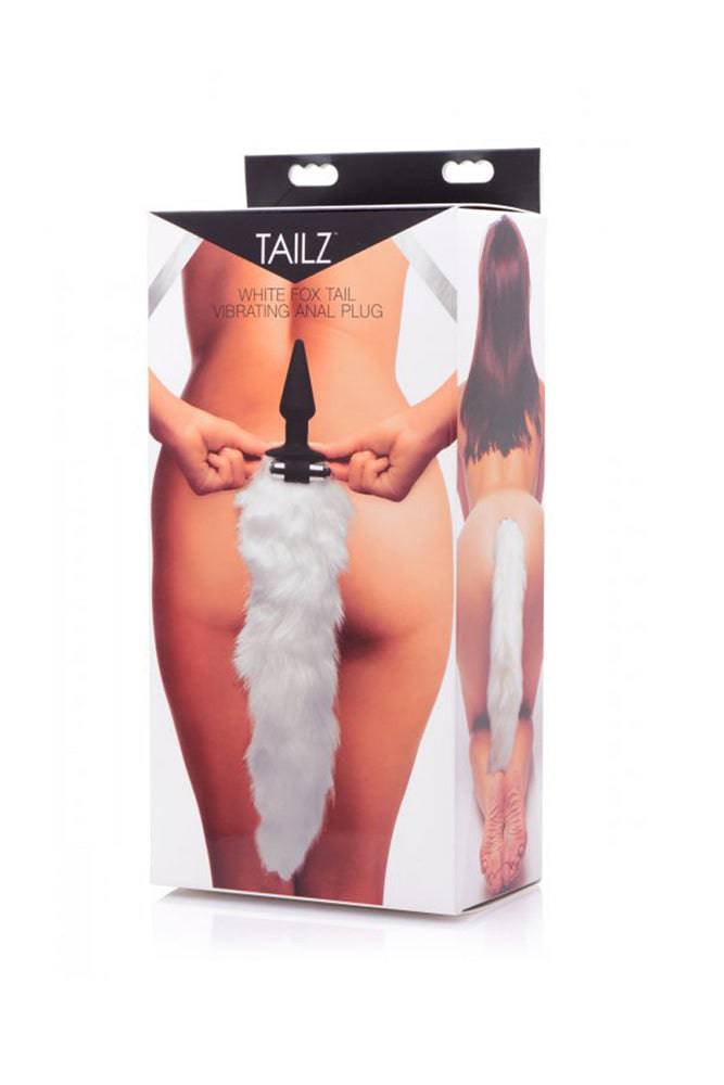 XR Brands - Tailz - White Fox Vibrating Anal Plug - Stag Shop