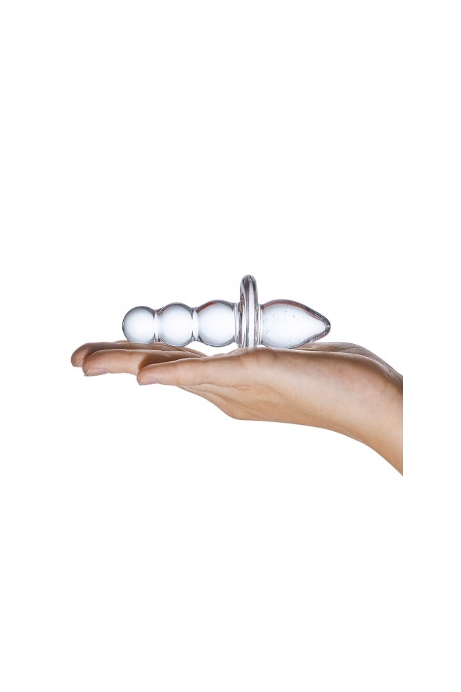 Gläs - 4.5" Titus Beaded Dual Ended Butt Plug - Clear - Stag Shop