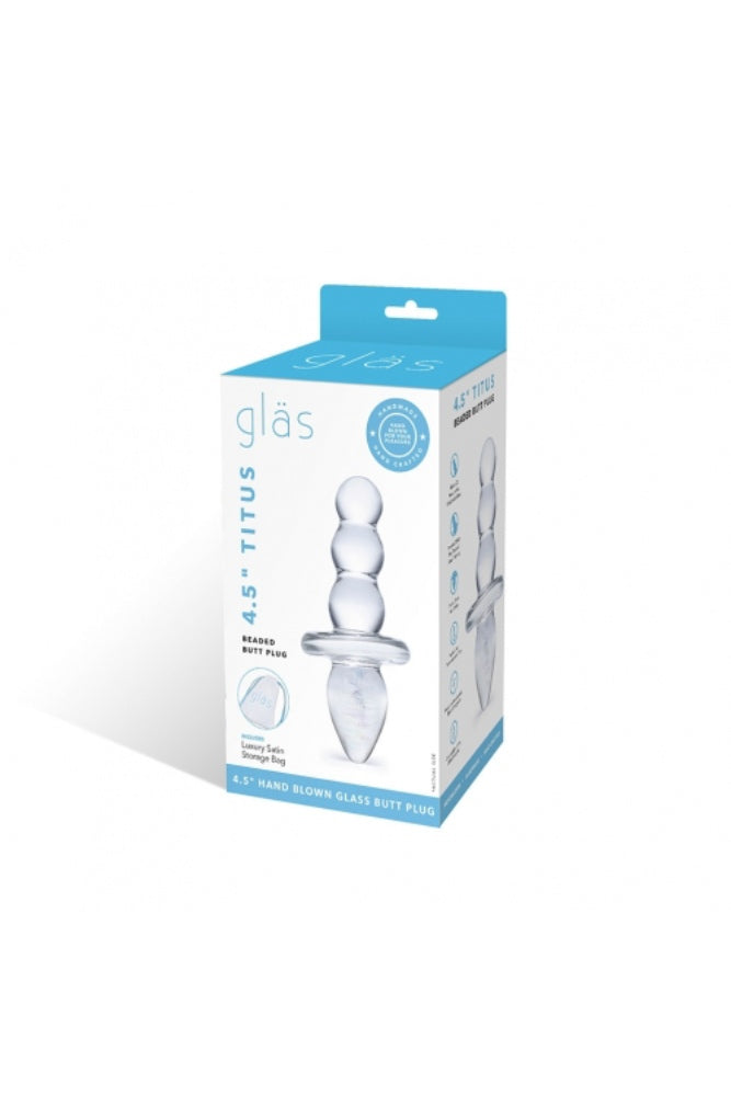 Gläs - 4.5" Titus Beaded Dual Ended Butt Plug - Clear - Stag Shop