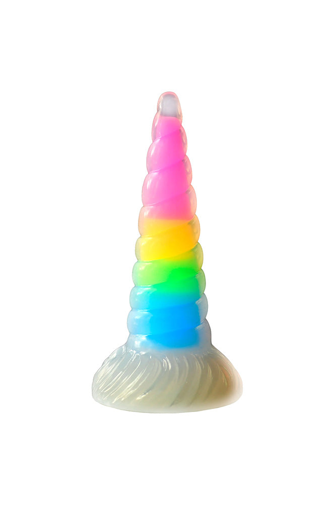 XR Brands - Creature Cocks - Uni-Glow Glow-In-The-Dark Rainbow Silicone Dildo - Multicolour